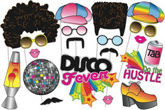 70’s Photo Booth Props, 1970s Disco Throwback Party Theme Decorations, 20 Pieces