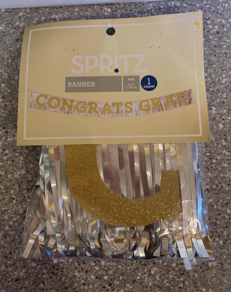 Spritz Banner Congrats Grad Congratulations Graduate Glittery 6 Ft Free Shipping