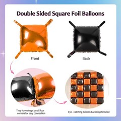 25pcs Black and Orange Foil Square Balloon Backdrop Wall &149pcs Black Orange…