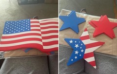 30-PC Patriotic Flag Stars Cardboard Cut-Outs July 4th Decor 5.25″ – 10.5″L #674