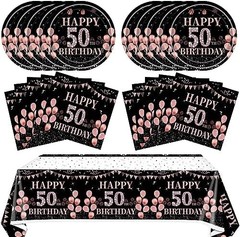 41Pcs 50th Birthday Decorations for Women,Rose Gold Black 1976 Party Supplies Ki
