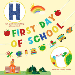 First Day of School Banner – Back to School Decorations for Classroom, Welcome B