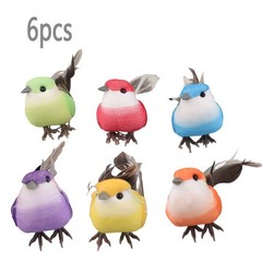 6pcs Fake Artificial Parrot Feathered Bird Budgie Garden Home Decoration Pack