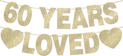 60 Years Loved Banner for 60Th Birthday Decorations for Men Women Pre-Strung 60T