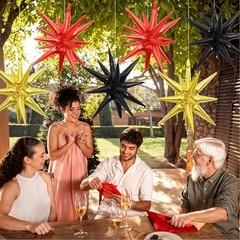 Red Black Gold Star Balloons, 22 Inch Foil Explosion Star Red Gold Black