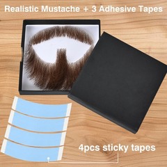 Realistic Human Hair Fake Beard & Mustache Kit – Full Hand Tied Goatee with I…