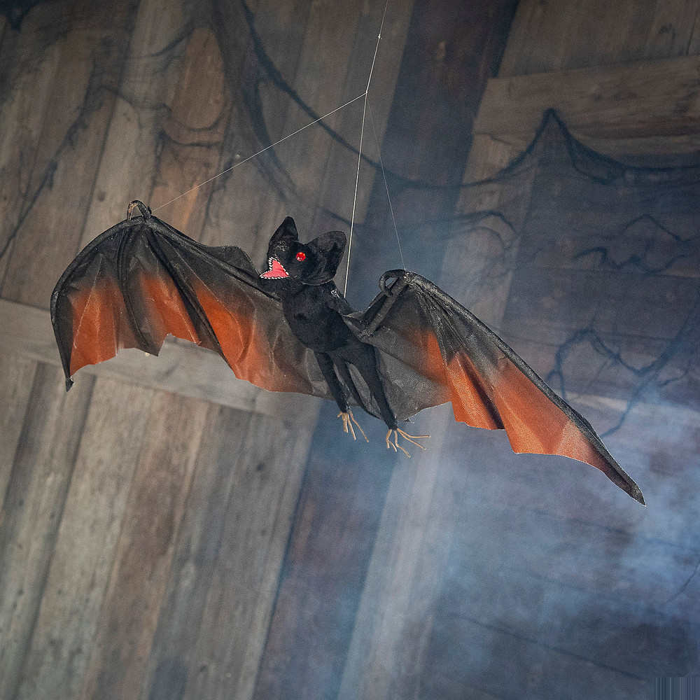 4 Ft. x 14 3/4 Black Foam Vampire Bat Hanging Halloween Decoration