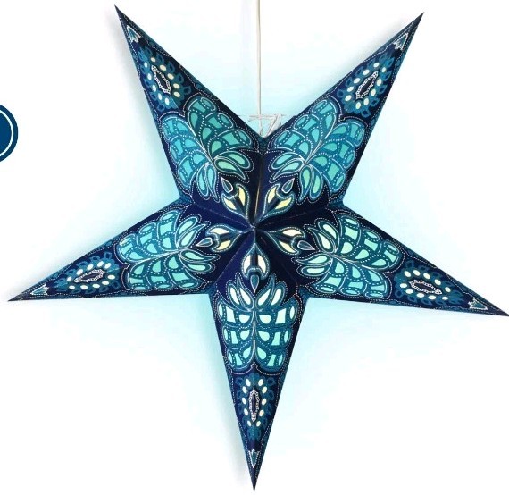 SEALED 5 PACK 24″ BLUE MONARCH GLITTER Illuminated Paper Star Lantern Lampshade