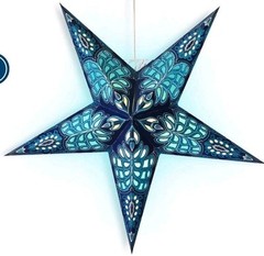 SEALED 5 PACK 24″ BLUE MONARCH GLITTER Illuminated Paper Star Lantern Lampshade