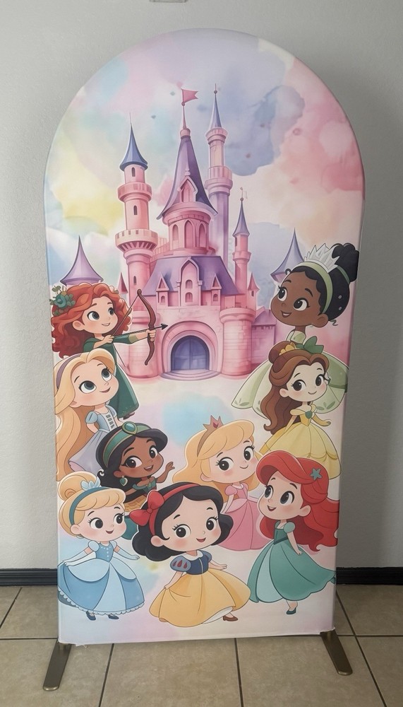 Baby Disney Princess Birthday Arch Backdrop Cover
