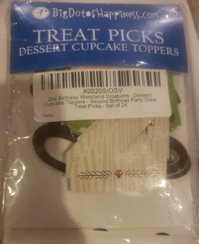 Big Dot Treat Picks Dessert Cupcake Toppers for 2nd Birthday- Set of 24