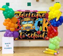 Welcome Back to School Banner Backdrop 8X6Ft First Day of School Photo Backgroun