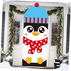 Winter Penguin Door Cover Winter Christmas Party Door Banner Penguin Themed
