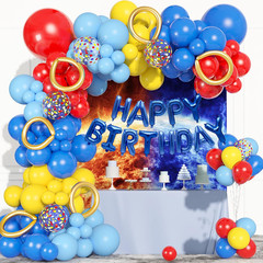 123Pcs Red Yellow Blue Balloons Garland Includes Foil Confetti Mixed Sizes Latex