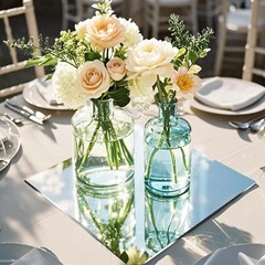 16 PCS 8×8 Inch Square Acrylic Wall Mounted Mirrors Tray Candle Plate Decor