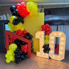 Red Yellow Black Balloons, 12 inch Lightning Cartoon Ball Anime Balloon Birth…