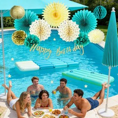 SUNBEAUTY Teal and 10 inches, 8 Gold Birthday Decorations