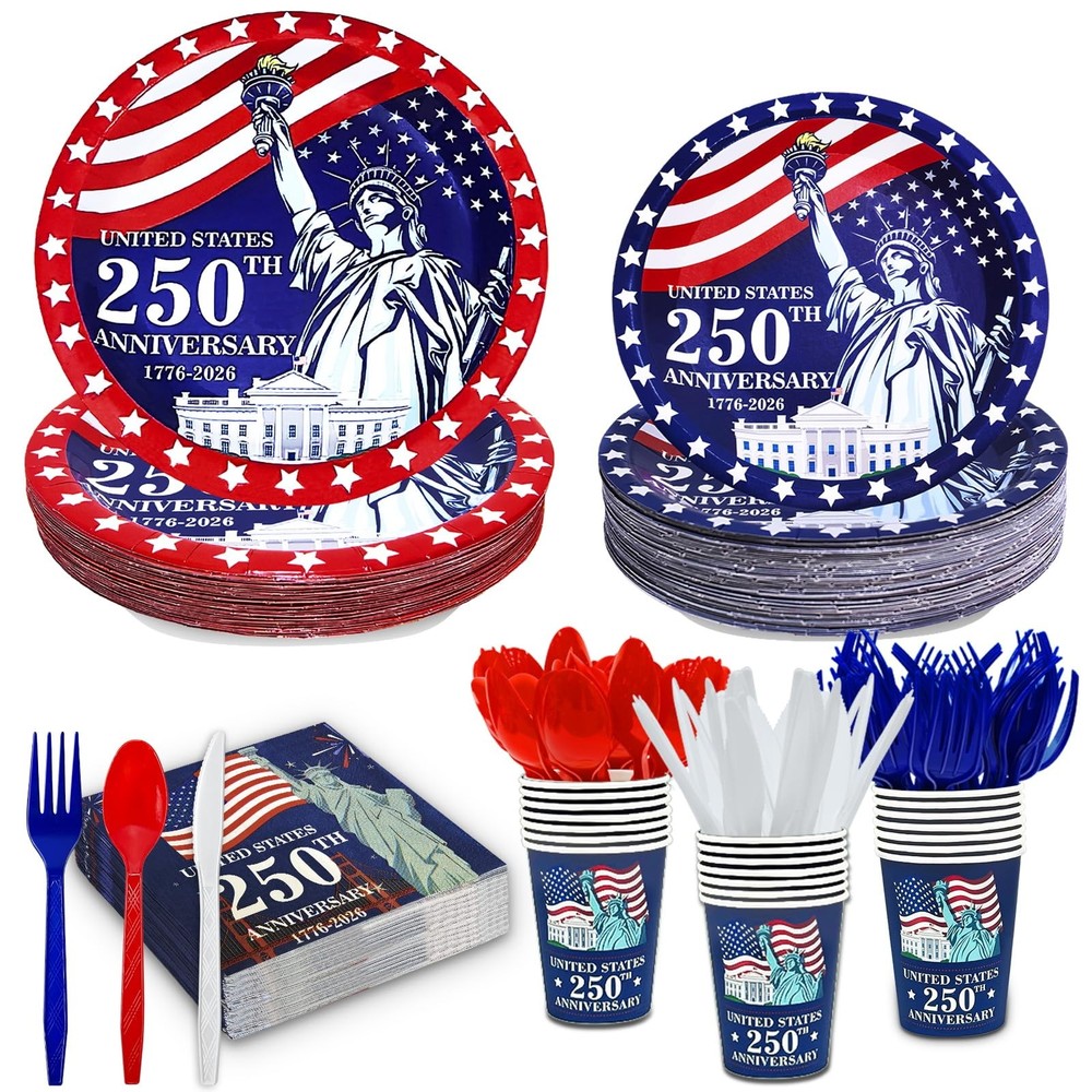 168 PCS 250th Anniversary 4th of July Decorations Red, White and Blue