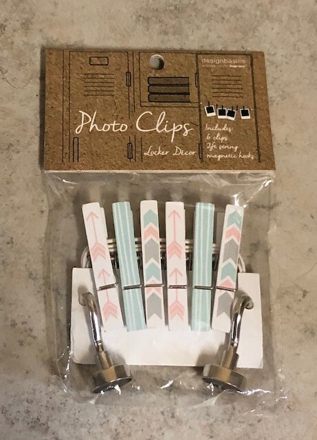 DESIGN BASICS 6 PHOTO CLIPS MAGNETIC HOOKS LOCKER DECOR PASTEL COLORS