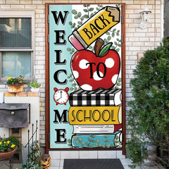 Welcome Back to School Decorations First Day of School Door Cover for Classroom