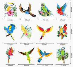 Tropical Birds Honeycomb Parrot Paper 3D Cutouts Hanging Ornaments Hawaiian Them