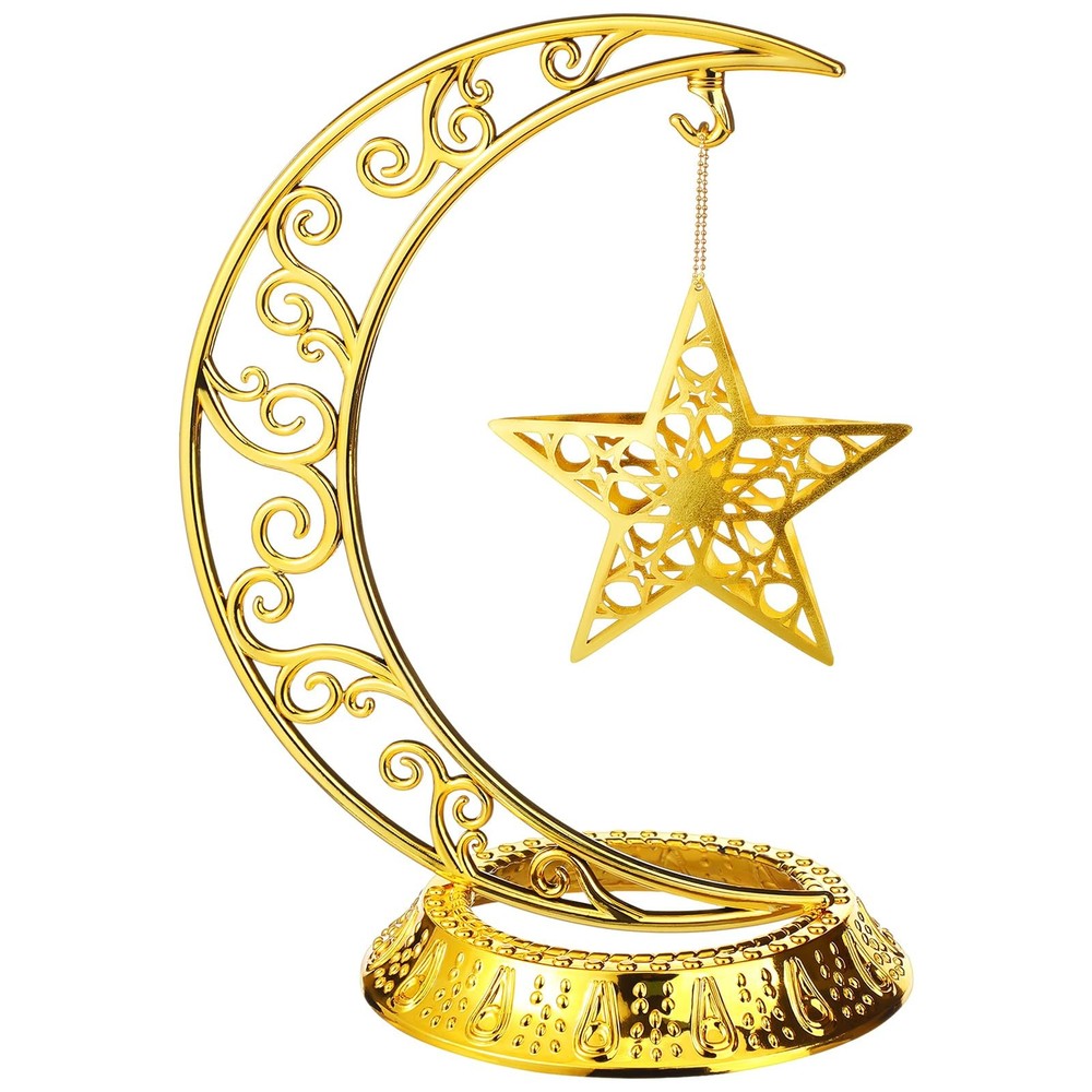 MorningRo Ramadan Decorations Plastic Eid Mubarak Table Decoration Moon Gold