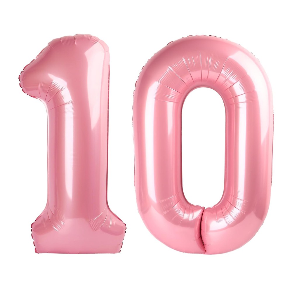 Number Balloons 40 Inch, Big 10 Balloon, Pearl Pink Number 10 Balloon for 10t…