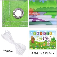 Extra Large 6.9FT*5FT Easter Egg Hunt Photo Booth Kids Funny Banner Decorations