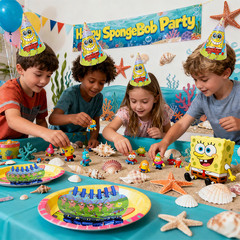 SpongeBob Party Decoration SpongeBob Birthday Supplies Set Blow Out Hat Glass