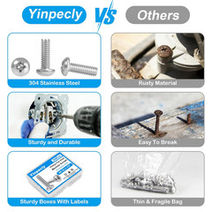 15 Pcs #6-32 X 2 Pan Head Machine Screws, 304 Stainless Steel, Truss Head Bolts,