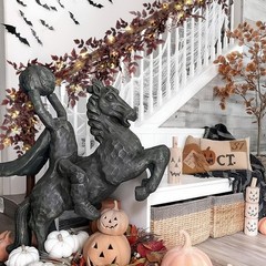 Neutral Fall Garland for Mantle Fireplace – 2 Pack 6Ft Plum Cimicifuga Seeded…