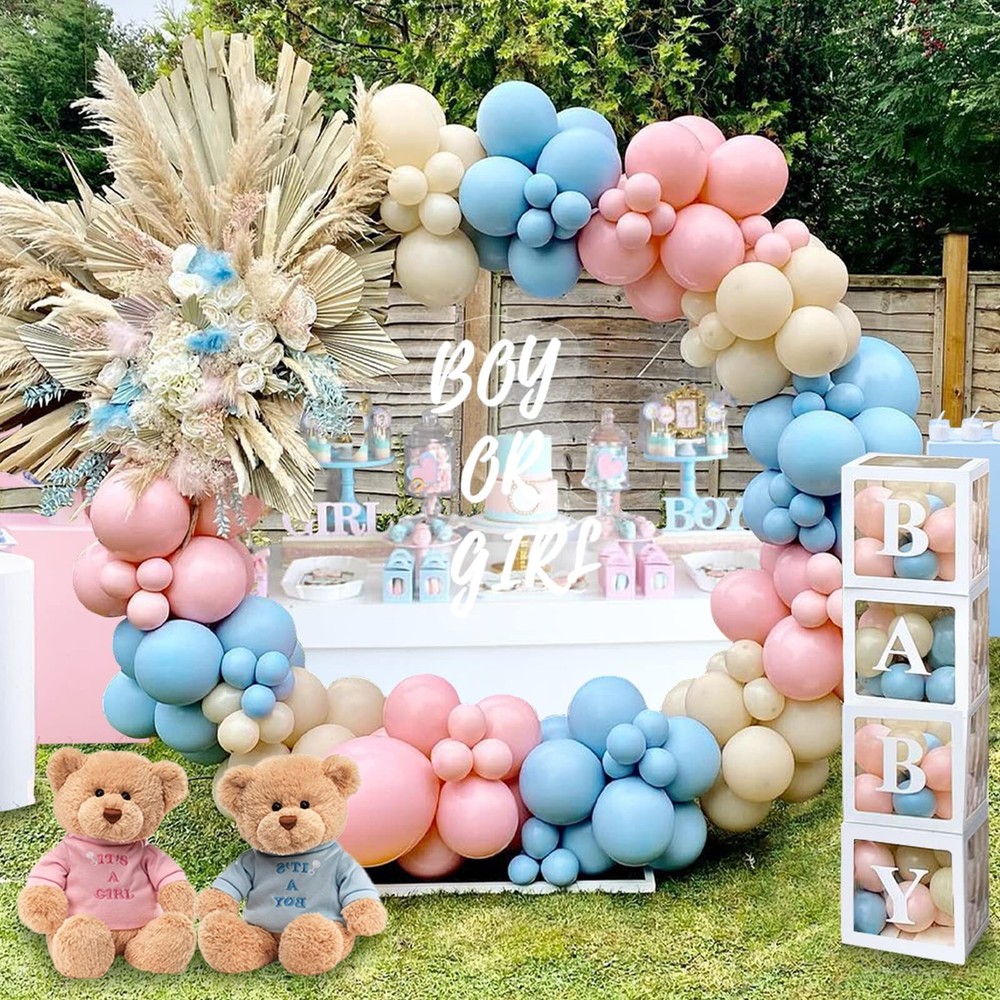 DIY Gender Reveal Party Decorations – 176pcs Pink and Blue Balloons Arch Kit,…