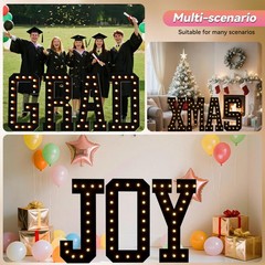 4FT Marquee Light Up Letters, Black Marquee Letters Large Mosaic Letters T,