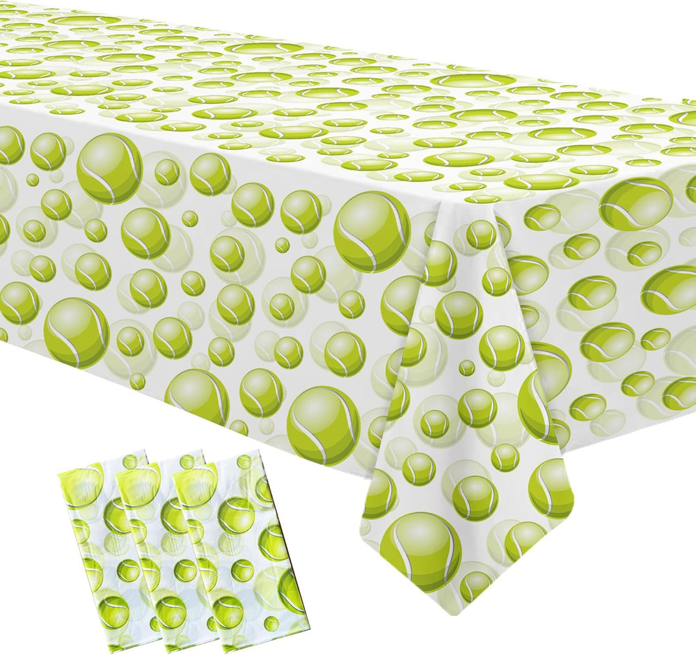 Tennis Party Tablecloth Decorations for Birthday Baby Shower – Disposable Sports