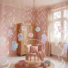 24 Pcs Bubble Garlands Mermaid Party Decoration Clear Dazzling Flat Cutouts Hang