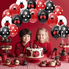 Ladybug Party Balloons Decorations Supplies, 50Pcs Disposable Red Black Polka…