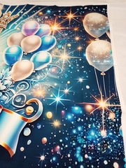 Blue 1st Birthday Backdrop Prince King Crown Balloons Photo Background Decor 5×3