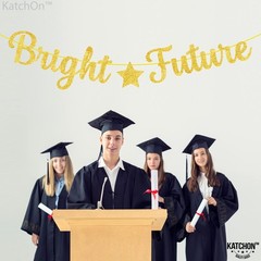 Glitter Bright Future Banner – 10 Feet, No DIY, Pre Strung | Bright Future Gold