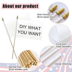 12Pcs 8×12 Inch Solid Flags Small Blank Sublimation Flags on Wood Stick White