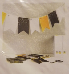 2 NIP Party Sets + 1 Partial IKEA Vinter Banners Black White & Gold+Gold Strings