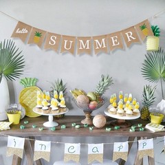 summer banner, hello summer banner, pineapple banner, summer bunting, burlap …