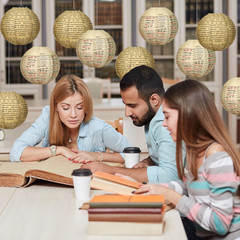 12 Pcs Vintage Hanging Paper Lanterns Party Decorations, 8 Inch round Paper Lan