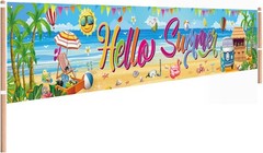 Durable Polyester Hello Summer Banner – 118 x 20 Inch for Outdoor Fun
