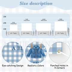 Blue Jean Baby Shower Decorations – Denim Backdrop & Gingham Banner, 5x3ft