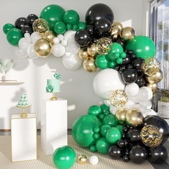 Green Black White Metallic Gold Balloons Garland Arch Kit, 146 Pcs Lime Dark …