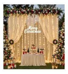 LED USB Curtain String Lights Backdrop, Warm White, Party Birthday Wedding