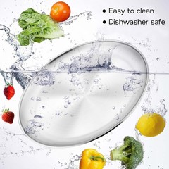 Onader 18/8 Stainless Steel Plate, 7.8 Inch 304 Metal Dinner 7.8-inch, Silver