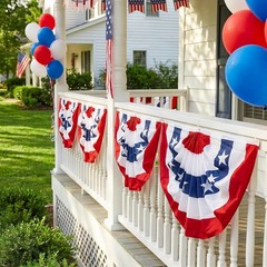 Memorial Day Decorations – Red White Blue Bunting