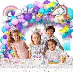 Unicorn Birthday Decorations Party Supplies for Girls, Purple Unicorn Balloon…