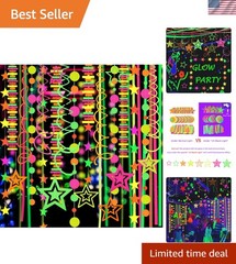 540feet Paper UV Neon Garland Neon Streamers Glow in The Dark Neon Party Supp…